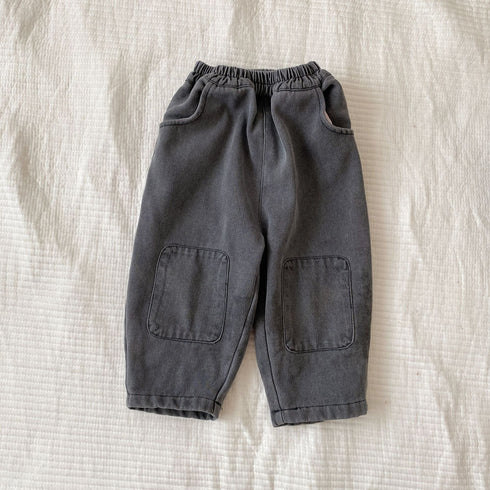 Children's Jeans One Pants with Cashmere Pants Baby Patch Pants